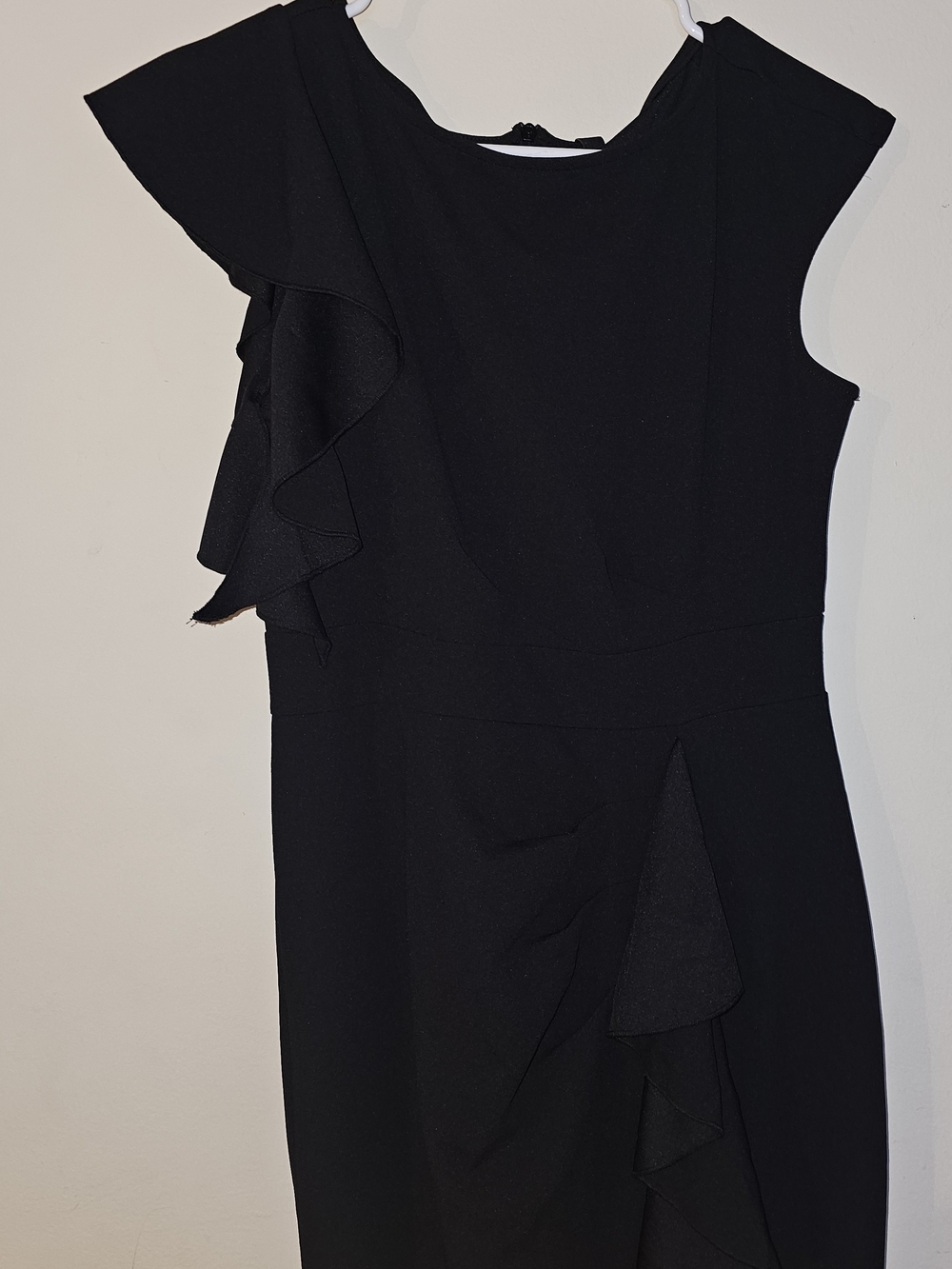 One-Shoulder Black Ruffle Dress